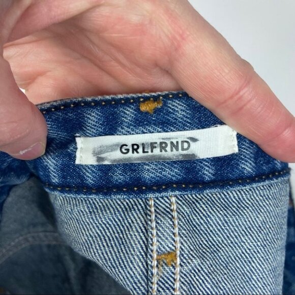 NWT GRLFRND Denim Eva A-Frame Gusset Mini Skirt Revolve Size 31 Boho Y2K NEW - Picture 6 of 7